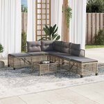 vidaXL Salon de jardin d'angle avec coussins 3Pièces mélange beige rotin