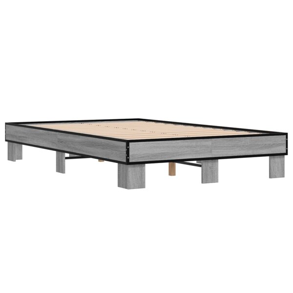 vidaXL Cadre de lit sonoma gris 120x200 cm bois d'ingénierie et métal