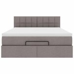 vidaXL Lit ottoman avec matelas et LED taupe 140x190 cm tissu