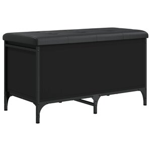vidaXL Banc de rangement noir 82x42x45 cm bois d'ingénierie