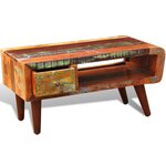 vidaXL Table basse avec bord incurvé et 1 tiroir Bois de récupération