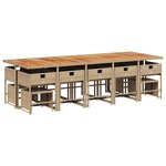 vidaXL Ensemble à manger de jardin et coussins 15 Pièces beige