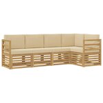 vidaXL Ensemble de canapés d'extérieur 5 Pièces Blanc et Beige