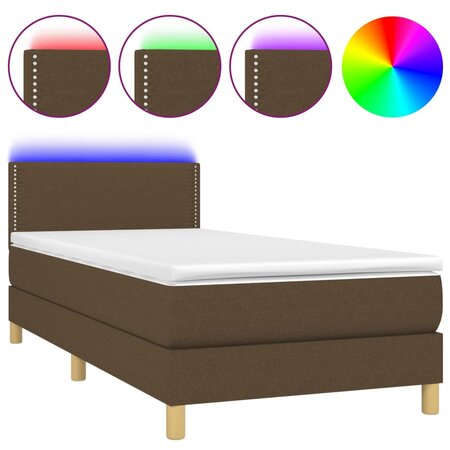 vidaXL Sommier à lattes de lit matelas et LED Marron foncé 100x200 cm