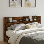 vidaXL Armoire tête de lit avec LED chêne fumé 200x16 5x103 5 cm