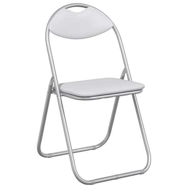 vidaXL Chaise pliante 8 pc Simili cuir Blanc et Gris 48 x 43 5 x 81 cm