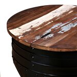 vidaXL Table basse Bois de récupération massif Forme de baril Noir
