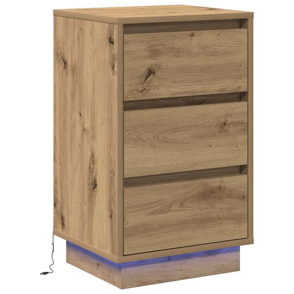 vidaXL Cabinet de chevet avec LED Chêne artisan 39x34.5x65 cm Bois d'ingénierie