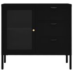 vidaXL Buffet Noir 75x35x70 cm Acier et verre trempé
