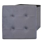 Pouf coffre de rangement capitonné gris