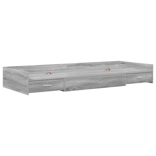 vidaXL Cadre de lit avec rangement avec tiroir Gris Sonoma 75 x 190 cm