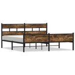 vidaXL Cadre de lit en métal sans matelas chêne fumé 193x203 cm