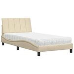 vidaXL Lit avec matelas crème 100x200 cm tissu