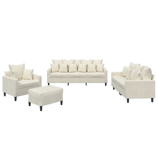 vidaXL Ensemble de canapés 4 Pièces avec coussins Crème Velours