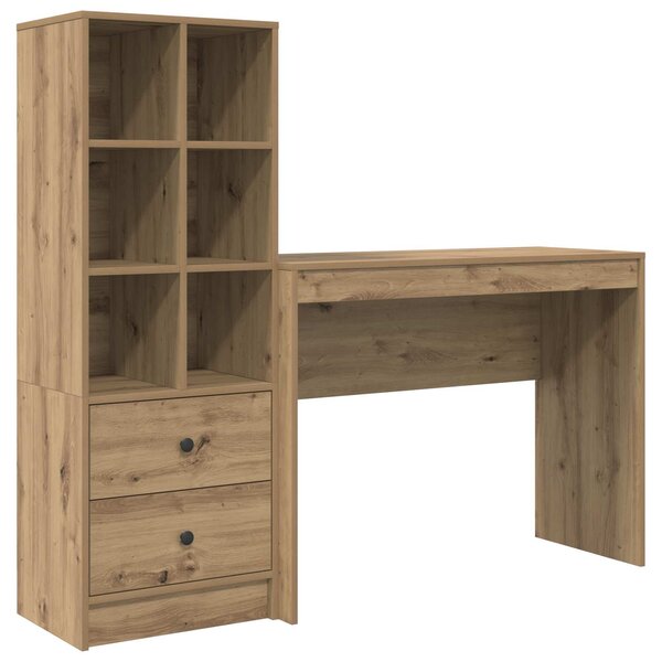 vidaXL Bureau avec tiroir avec étagère 2 Pièces Chêne artisanal