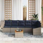 vidaXL Ensemble de canapé de jardin 7 Pièces Gris et bleu marine