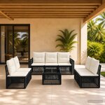 vidaXL Ensemble de canapé de jardin 8 pc Noir et blanc crème polyrotin