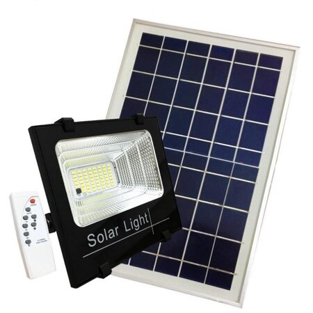 Projecteur solaire led 60w dimmable avec détecteur (panneau solaire + télécommande inclus) - blanc froid 6000k - 8000k - silamp