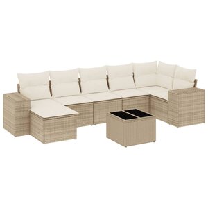 vidaXL Salon de jardin avec coussins 8 Pièces beige résine tressée