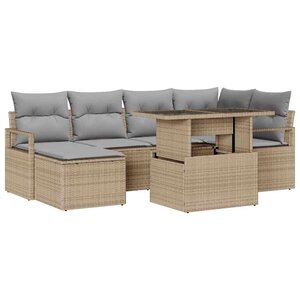 vidaXL Ensemble de canapé de jardin 7 Pièces beige et gris clair