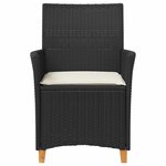 vidaXL Chaises de jardin coussins lot de 2 noir résine tressée et bois