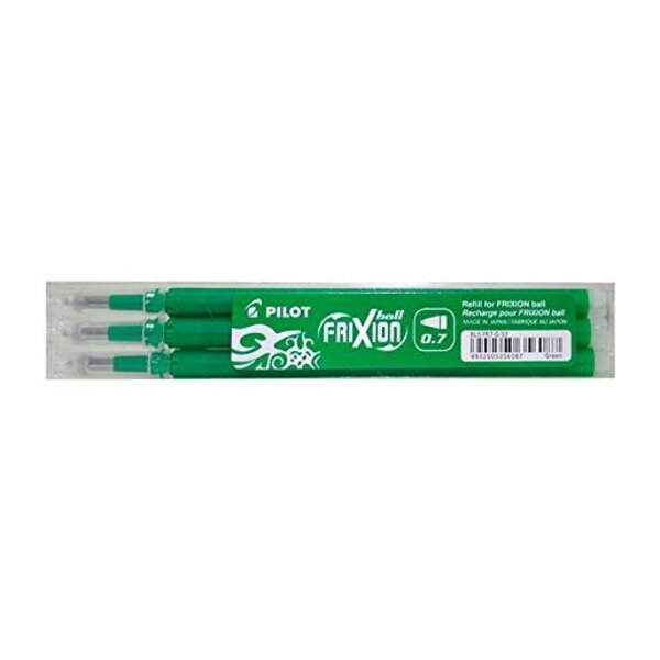 Set de 3 Recharges pour Roller FriXion Ball et Clicker Pointe Moyenne Vert PILOT