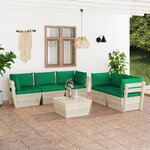 vidaXL Salon de jardin palette 6 Pièces avec coussins bois d'épicéa
