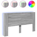 vidaXL Armoire tête de lit avec LED sonoma gris 180x16 5x103 5 cm
