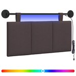 vidaXL Tête de lit suspendue Avec lumière LED Marron foncé Tissu