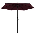 vidaXL Parasol avec LED et mât en aluminium 270 cm Rouge bordeaux