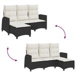 vidaXL Canapé de jardin inclinable coussins forme de L noir polyrotin