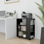 vidaXL Armoire à roulettes Noir 60x35x75 cm Bois d’ingénierie
