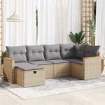 vidaXL Salon de jardin avec coussins 6 Pièces beige résine tressée