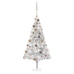 vidaXL Arbre de Noël artificiel pré-éclairé/boules argenté 180 cm PET