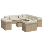 vidaXL Salon de jardin avec coussins 14 Pièces beige résine tressée