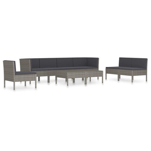 vidaXL Salon de jardin 9 Pièces avec coussins Résine tressée Gris
