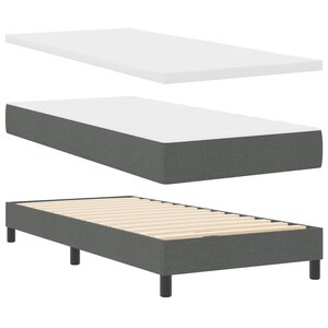 vidaXL Lit Box Spring avec matelas gris foncé  100 x 200 cm  tissu