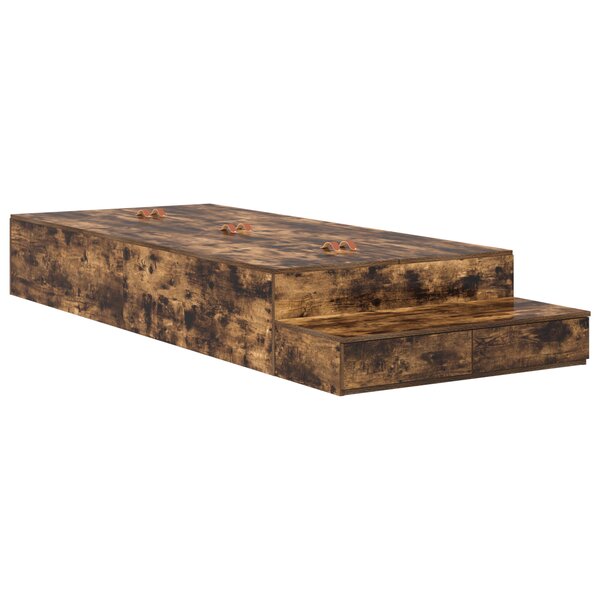 vidaXL Cadre de lit de rangement Chêne fumé 75x190 cm