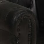 vidaXL Canapé Chesterfield à 2 places Noir Cuir véritable
