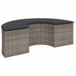 vidaXL Salon de jardin 3 Pièces demi-rond gris résine tressée