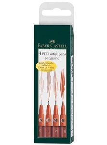 Étui de 4 stylos à encre de chinepitt artist pen sanguine faber-castell