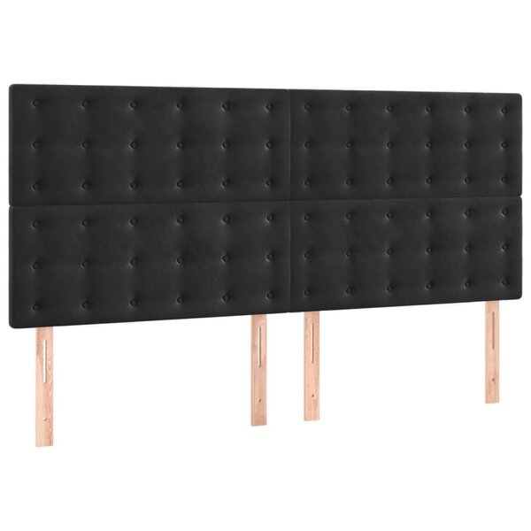 vidaXL Têtes de lit 4 Pièces Noir 80x5x78/88 cm Velours