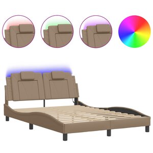 vidaXL Cadre de lit Viana avec LED sans matelas cappuccino 140x200 cm