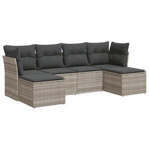 vidaXL Salon de jardin 6 Pièces avec coussins gris clair résine tressée