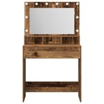 Table de maquillage vidaXL avec des lumières LED  style bois ancien  dimensions 79x41x135 cm