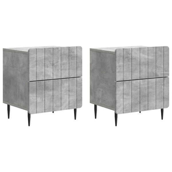 vidaXL Cabinet de chevet 2 Pièces Gris béton 43 x 34 5 x 49 5 cm