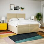 vidaXL Sommier à lattes de lit avec matelas Crème 200x200 cm Tissu