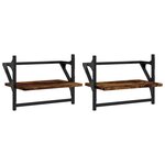 vidaXL Étagères murales avec barres 2 Pièces chêne fumé 40x25x30 cm