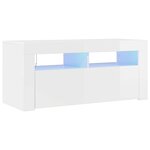vidaXL Meuble TV avec lumières LED blanc brillant 90x35x40 cm