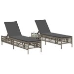 vidaXL Chaises longues lot de 2 avec table gris résine tressée